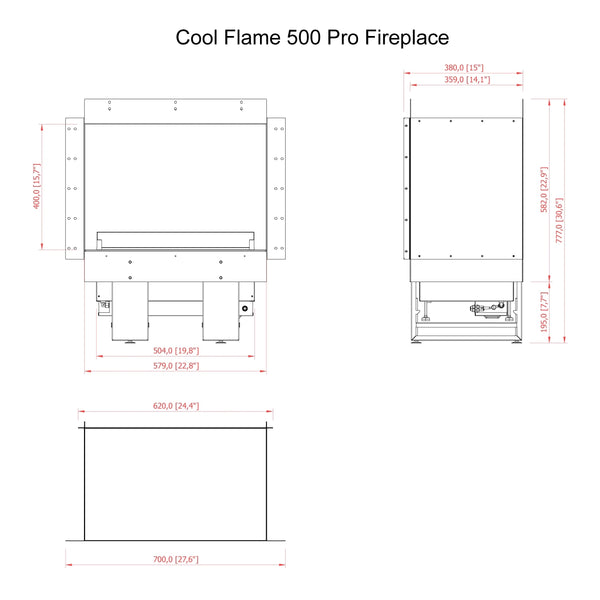 Cheminée à trois côtés Cool Flame 500