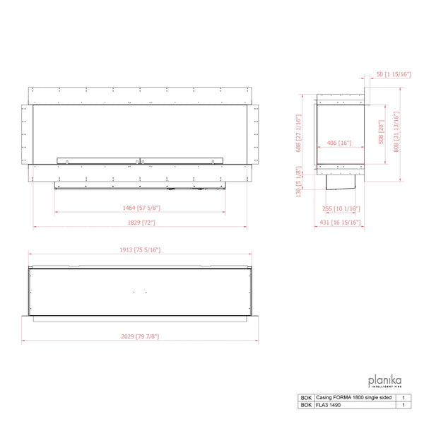 Cheminée 1 face Forma 1800 Single-Sided