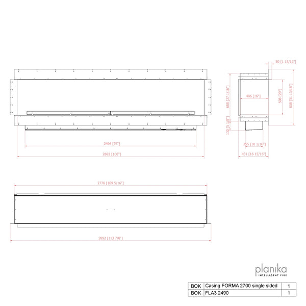 Cheminée 1 face Forma 2700 Single-Sided