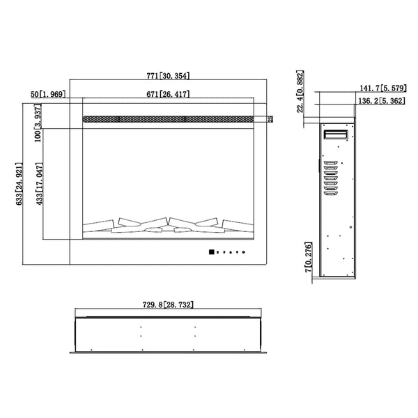 Cheminée Encastrable Électrique LED Pro 80 cm