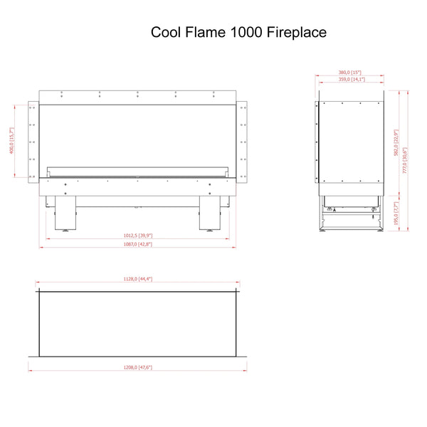 Cheminée à trois faces Cool Flame 1000