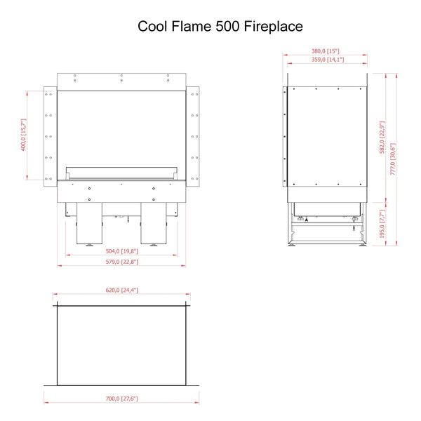 Cheminée à trois côtés Cool Flame 500