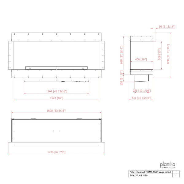 Cheminée 1 face Forma 1500 Single-Sided