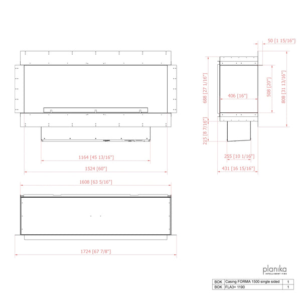 Cheminée 1 face Forma 1500 Single-Sided