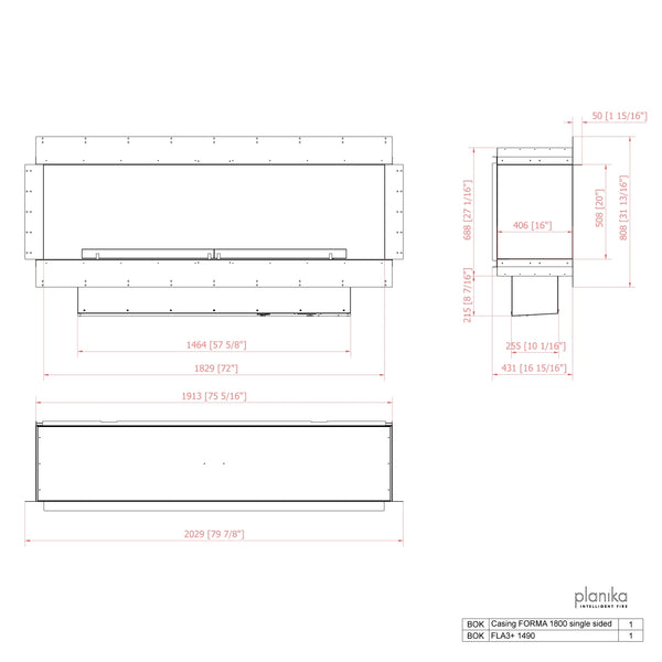 Cheminée 1 face Forma 1800 Single-Sided