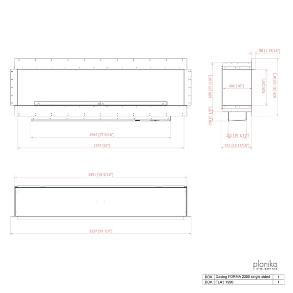 Cheminée 1 face Forma 2300 Single-Sided