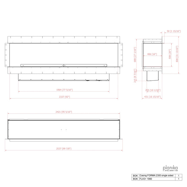 Cheminée 1 face Forma 2300 Single-Sided