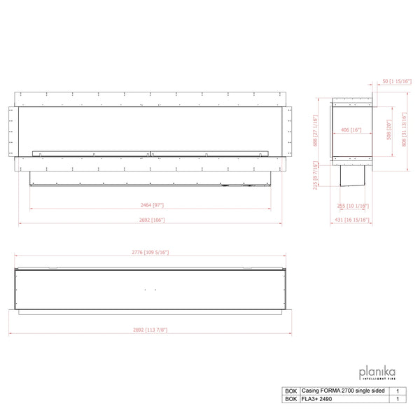 Cheminée 1 face Forma 2700 Single-Sided