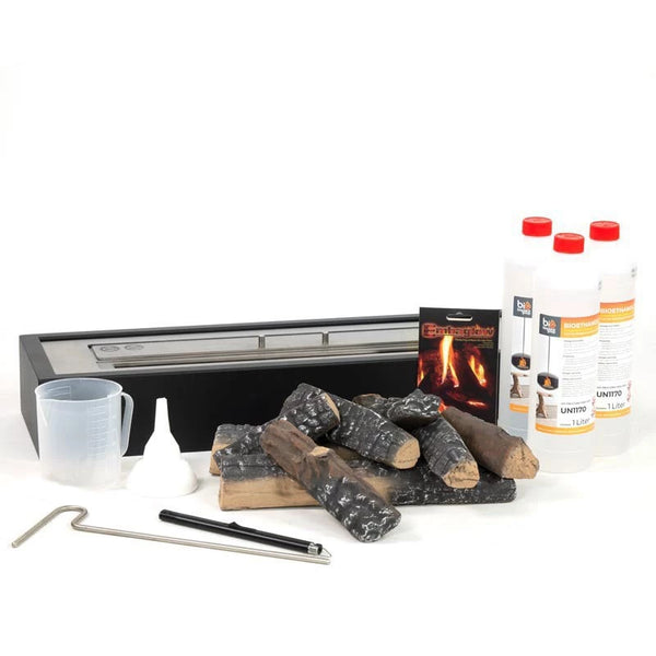 Pack insert cheminée bioéthanol - 65 cm : créez une ambiance chaleureuse et raffinée, sans travaux ni conduit.
