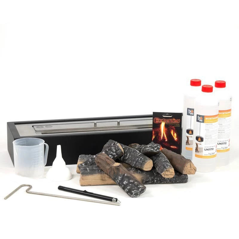 Pack insert cheminée bioéthanol - 65 cm : créez une ambiance chaleureuse et raffinée, sans travaux ni conduit.