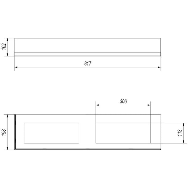 Verre pour insert d'angle  - 90 cm gauche