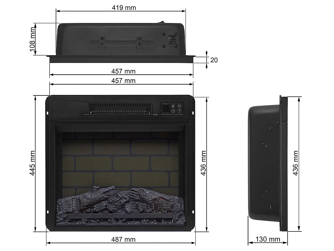 ArtiFlame AF18B - Insert de cheminée électrique encastrable 18"