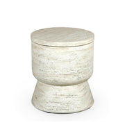 Table rafraîchissante ronde Travertin – Table d’extérieur composite avec compartiment réfrigérant