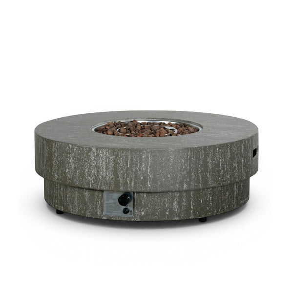 Estate Round 105 Dark Travertine – Table de feu de jardin rond à gaz