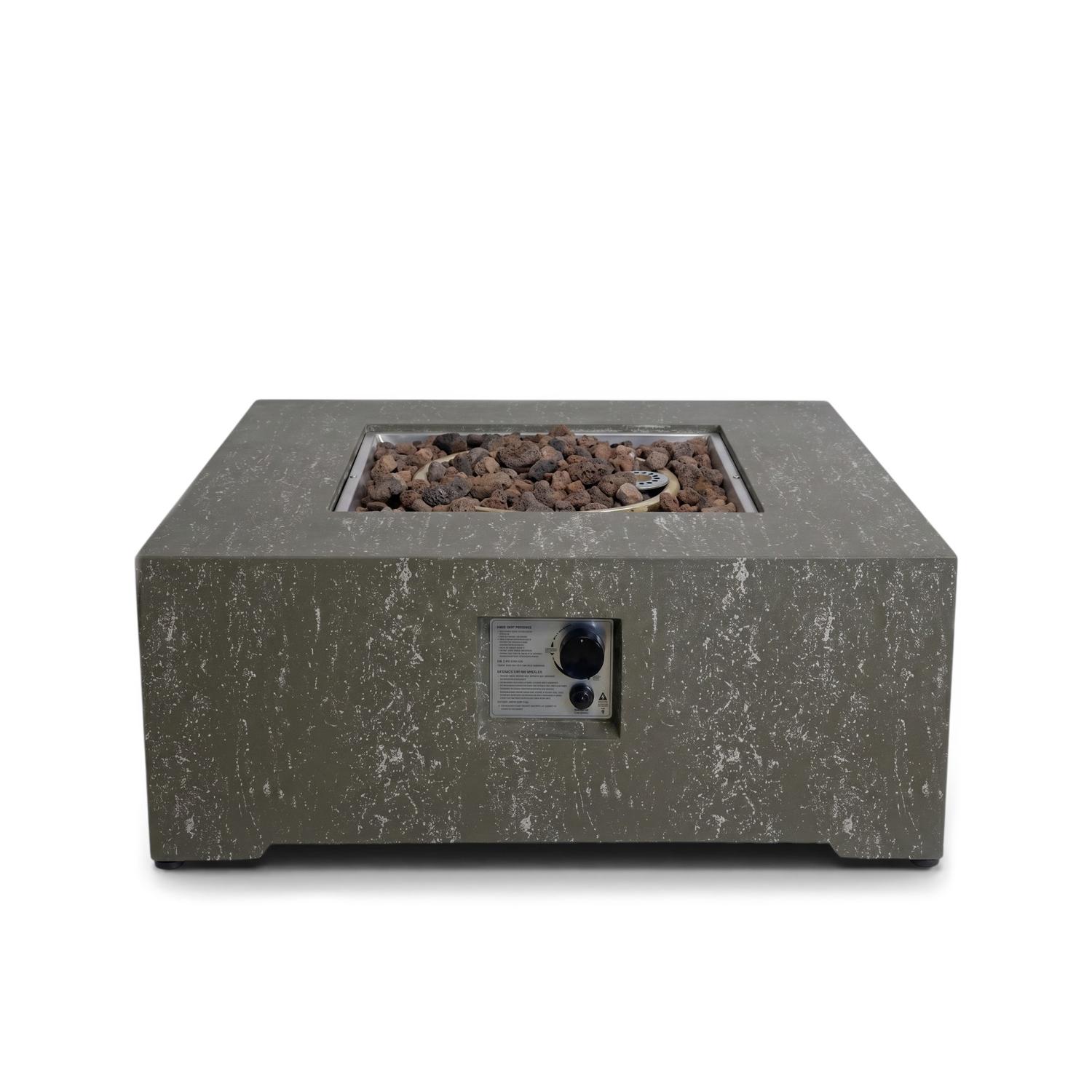 Estate Square 88 Travertin Foncé – Table Brasero Carrée à Gaz