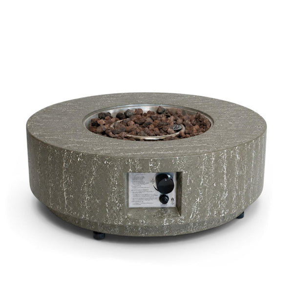 Estate Round 76 Travertin Foncé – Table Brasero Ronde à Gaz