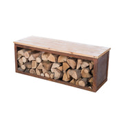 Banc avec Stockage de Bois en Acier Corten