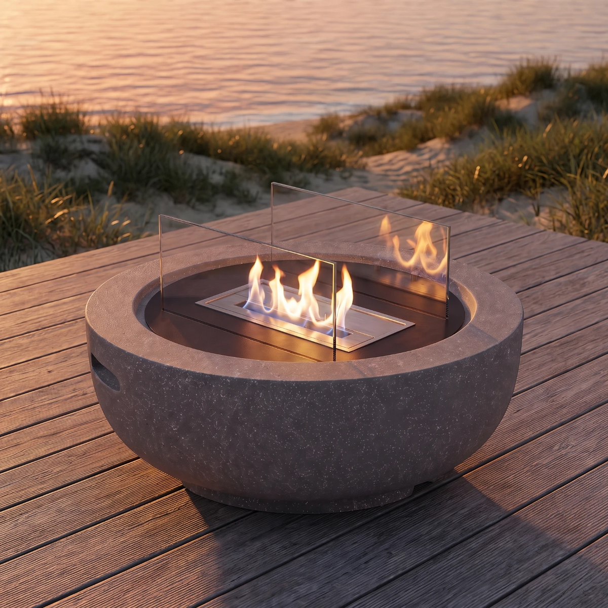 AROS - Granite Grey - Outdoor Bioethanol Fireplace
