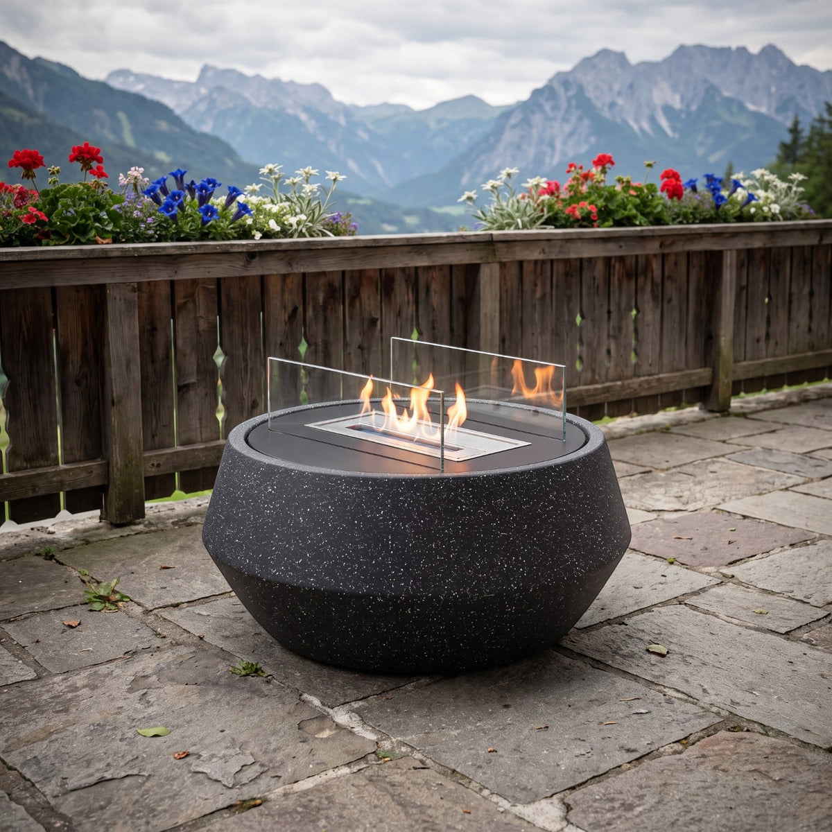 NORDO - Granite Black - Outdoor Bioethanol Fireplace