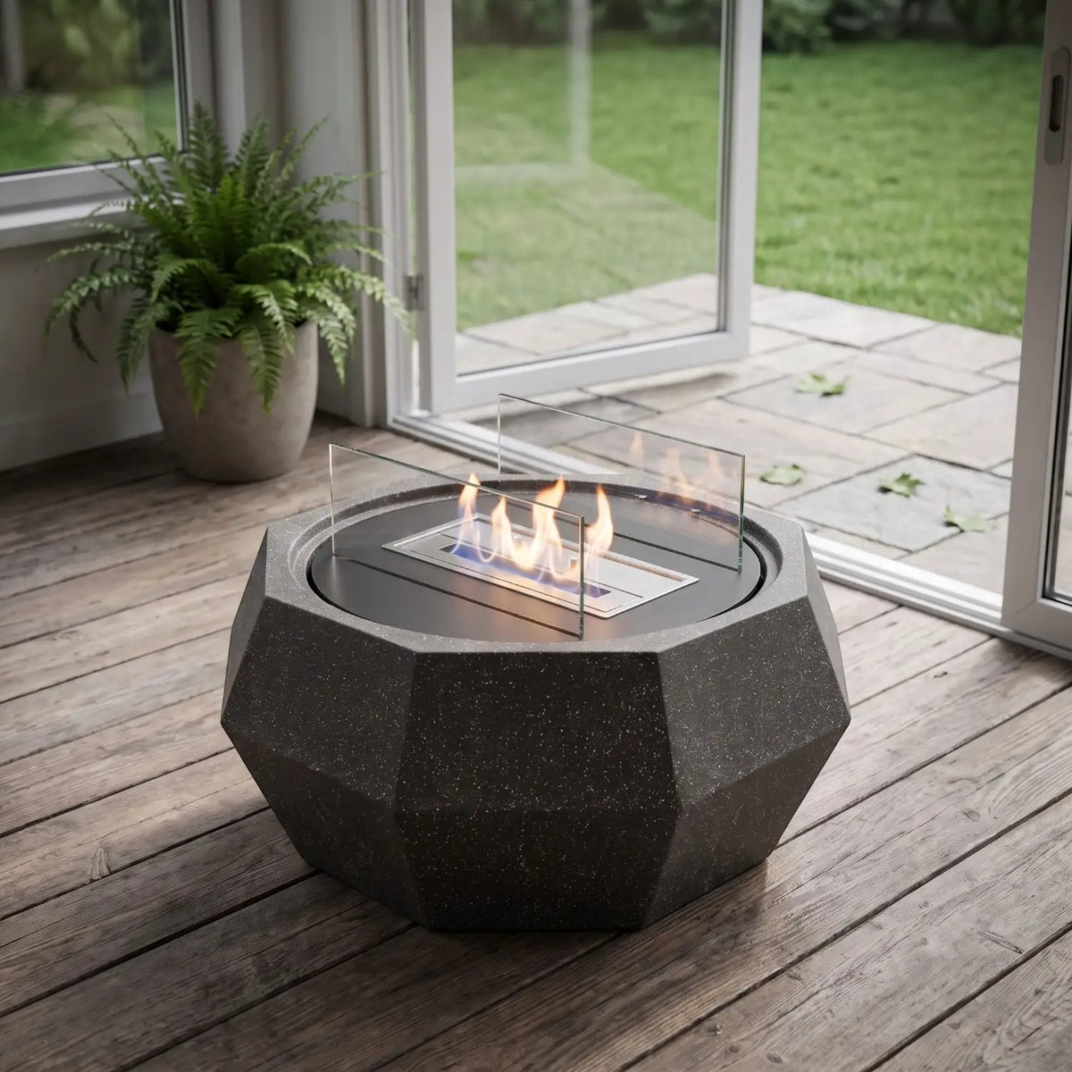 NOVA - Granite Black - Outdoor Bioethanol Fireplace