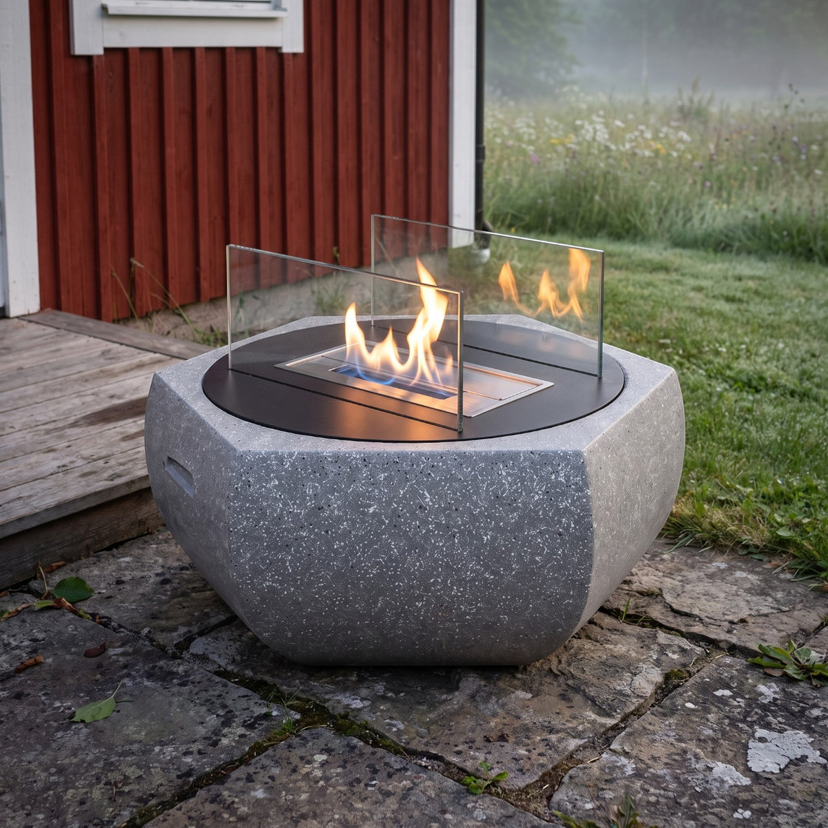 SOLIS - Granite Grey - Outdoor Bioethanol Fireplace