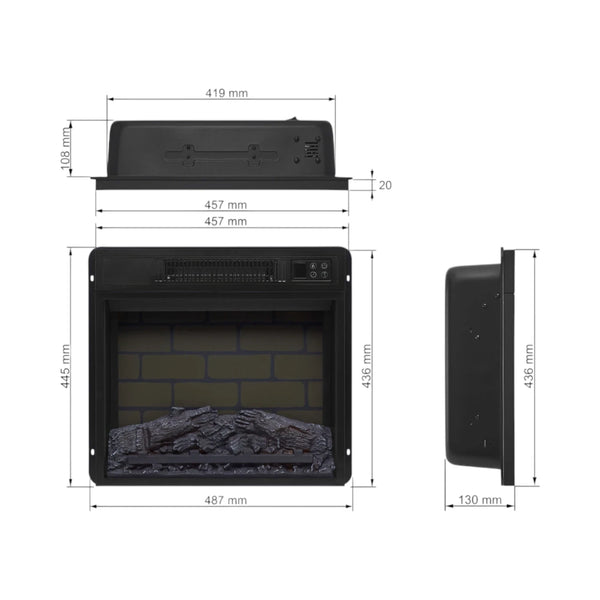 ArtiFlame AF18B - Insert de cheminée électrique encastrable 18"
