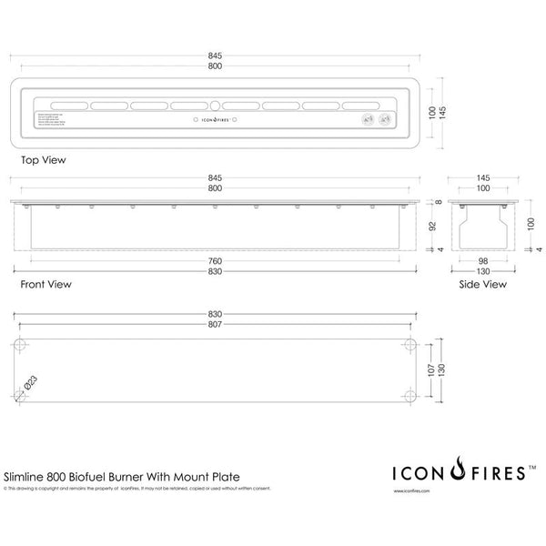 Brûleur Icon Fires Slimline 800 - 80 cm