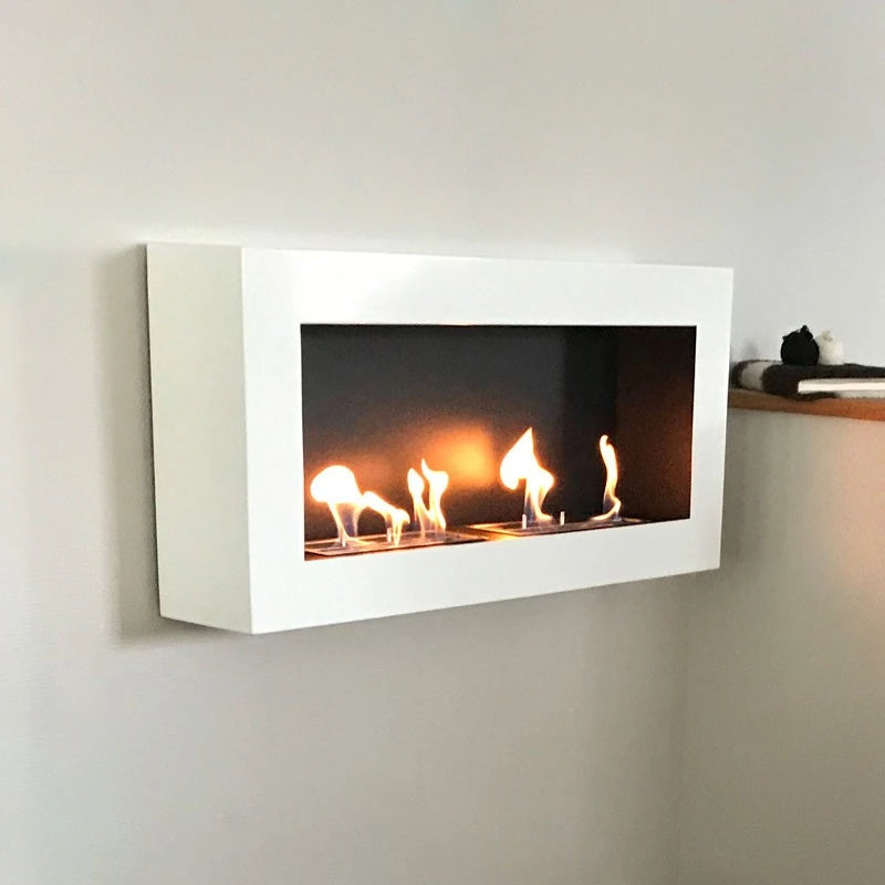 Cheminée Bioéthanol Murale Blanche de 90 cm