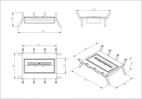 Grille avec brûleur à Bioéthanol M - 40cm