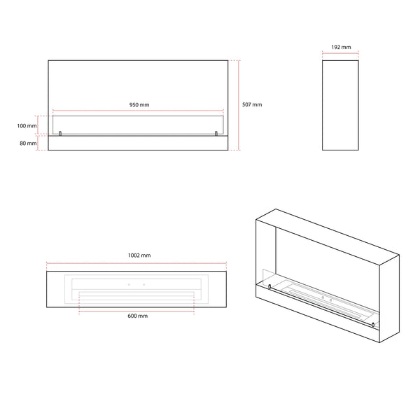 Insert de cheminée bio  - 100 cm