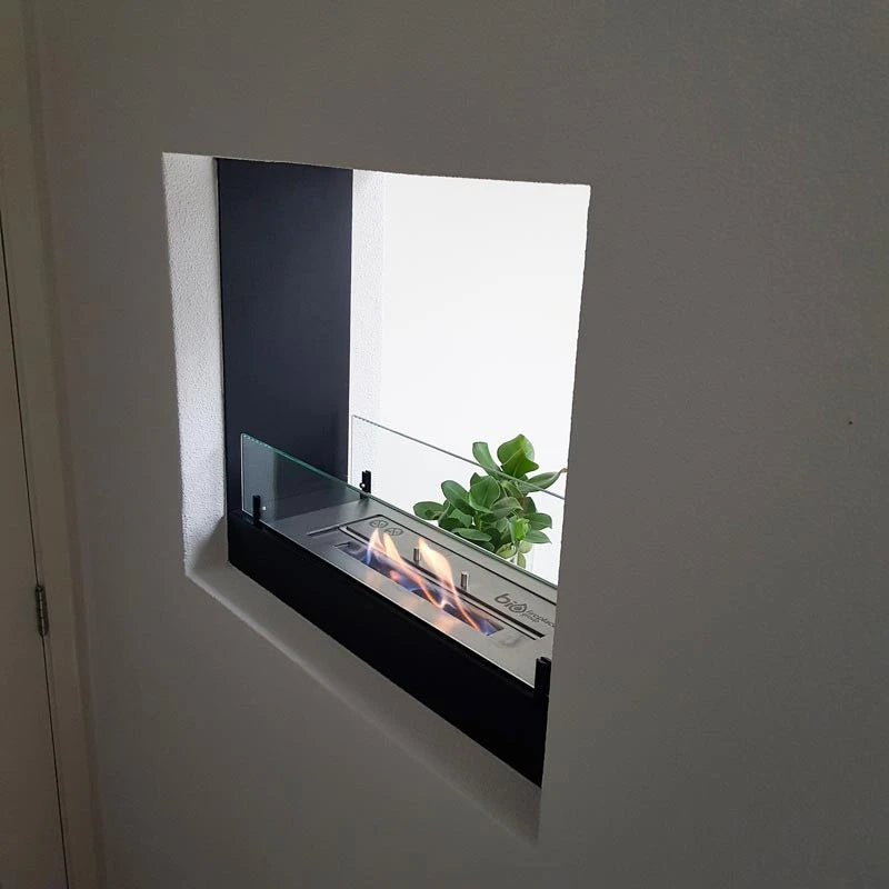 Cheminée bio encastrable double face de 60 cm - Noir