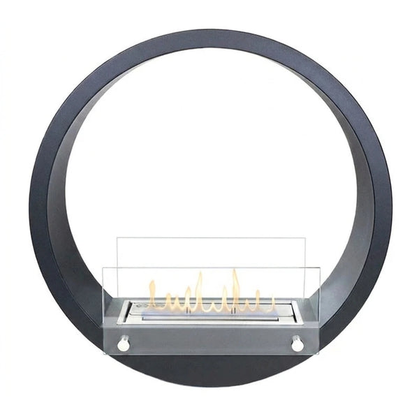 Round Built-in Bio Fireplace - Black