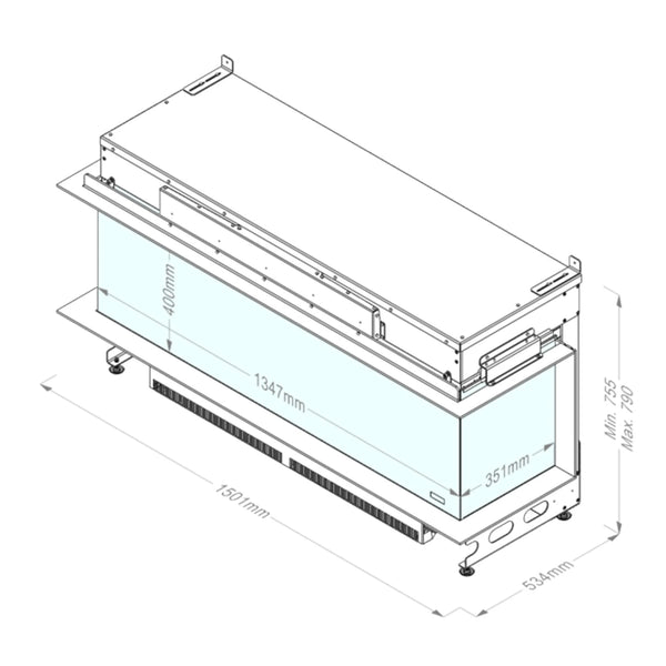 e-Matrix Linear 1300-400 III - Cheminée à vapeur d'eau