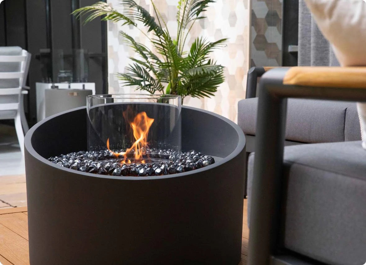 Colonne de feu au bioéthanol Torre en noir ardoise