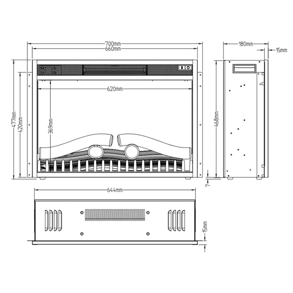Cheminée Électrique Encastrable LED 67cm