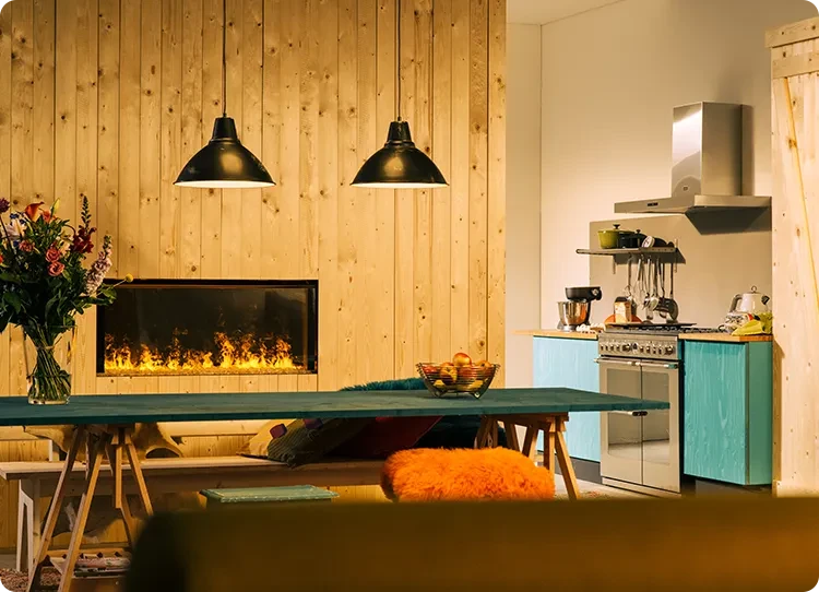 Cheminée Dimplex Faber dans une salle à manger