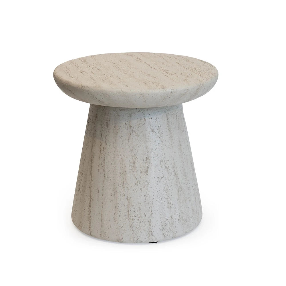 Happy Cocooning Table d'Appoint Ronde Travertin - Table Décorative d'Extérieur en Composite