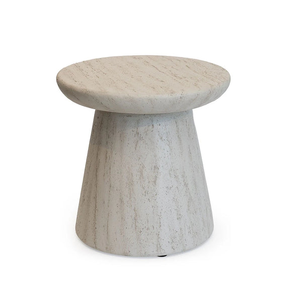 Happy Cocooning Table d'Appoint Ronde Travertin - Table Décorative d'Extérieur en Composite