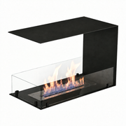 Foco Room Divider 800 - lit ethanol flame, isometric studio view