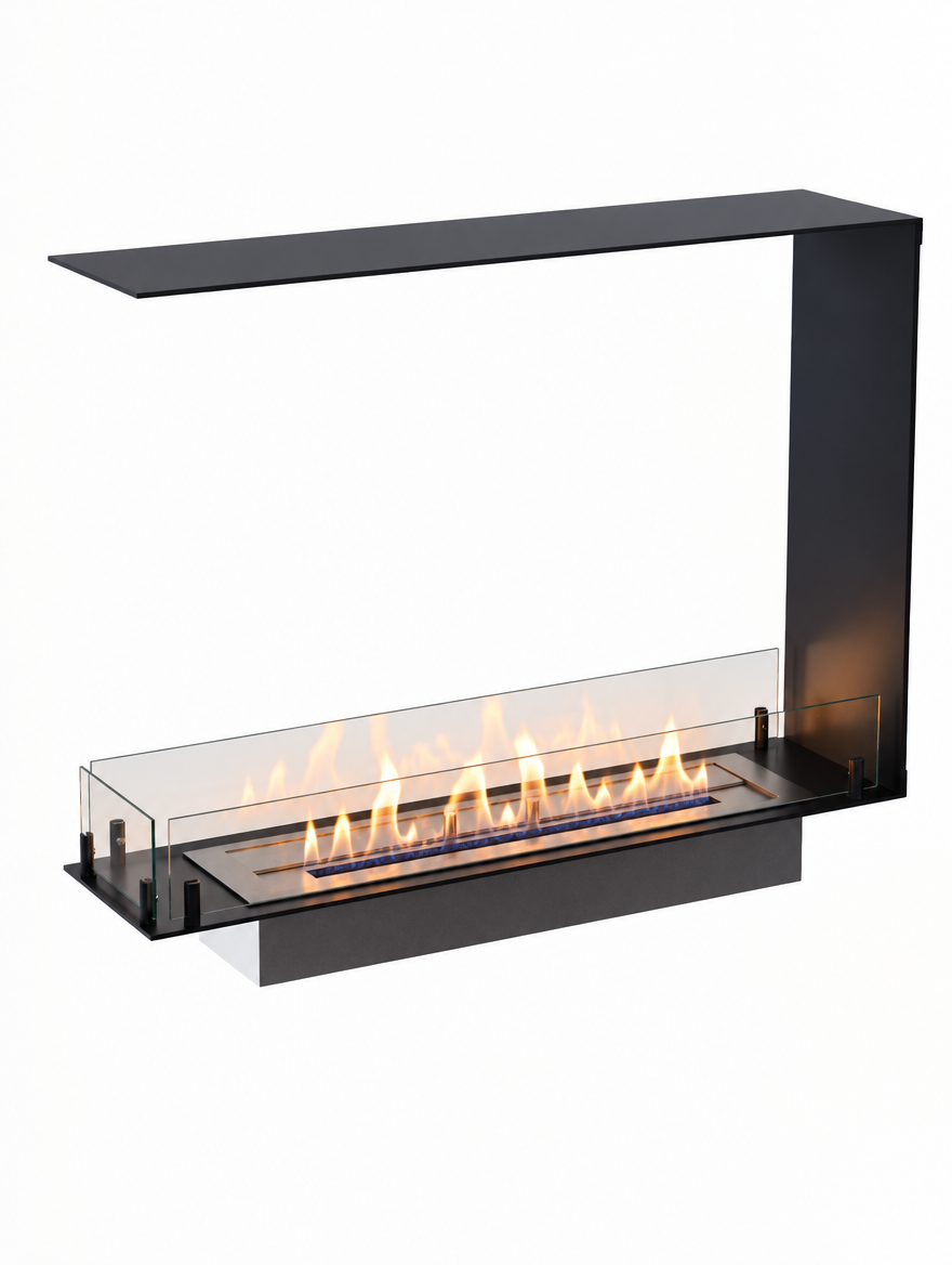 Foco Room Divider 800 Slim with realistic lit ethanol flame