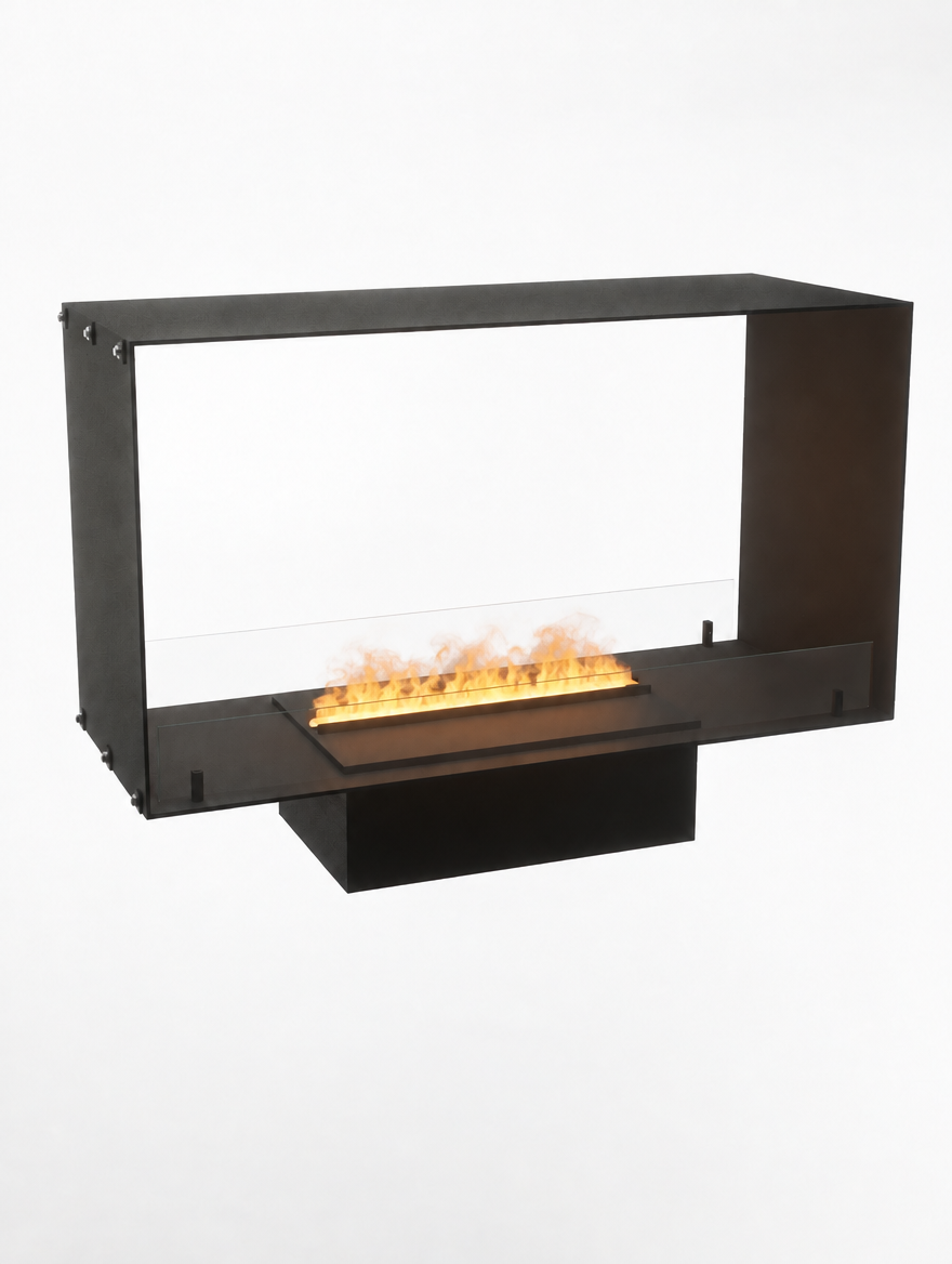 Foco Myst Two 1000 water vapour fireplace, studio shot with realistic Opti-myst flame effect
