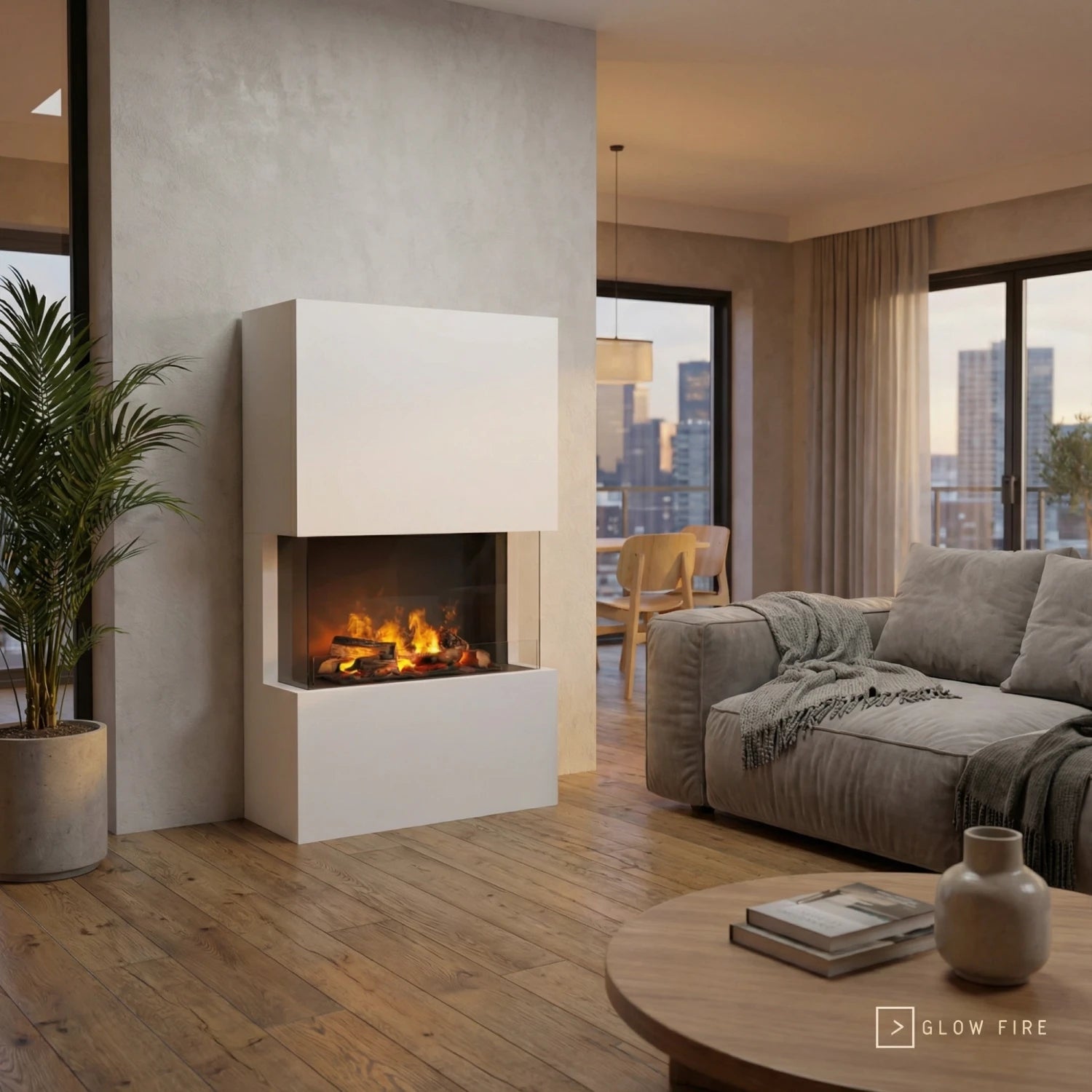 Cheminée hybride Tucholsky 3 côtés – Blanc