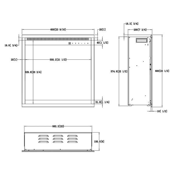 Insert pour cheminée électrique 3D Aflamo 24" carré (60 × 60 cm)