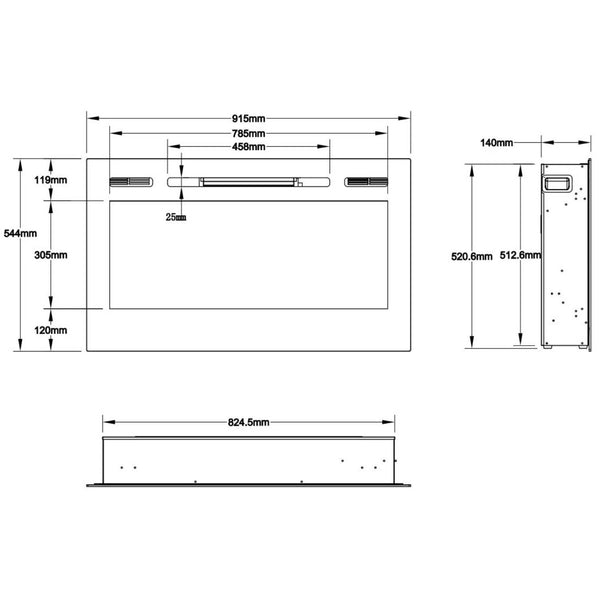 Majestic 92 cm - Wall-Mounted Electric Fireplace