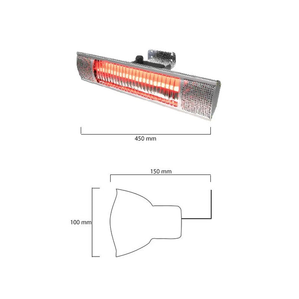 Chauffe-terrasse mural 1500 W, GT, 51 cm
