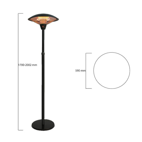 Lampadaire Chauffant Noir - 900-1200-2100 W