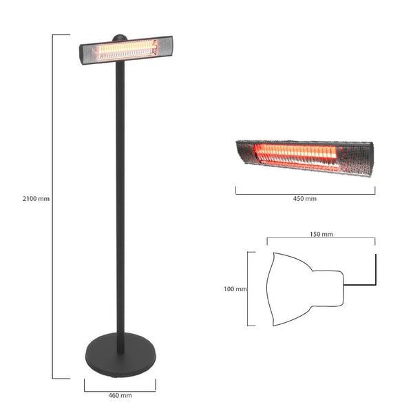 Chauffe-terrasse à poser 1500 W, GT, Noir