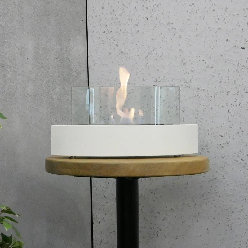 Cheminée éthanol de table ovale en blanc