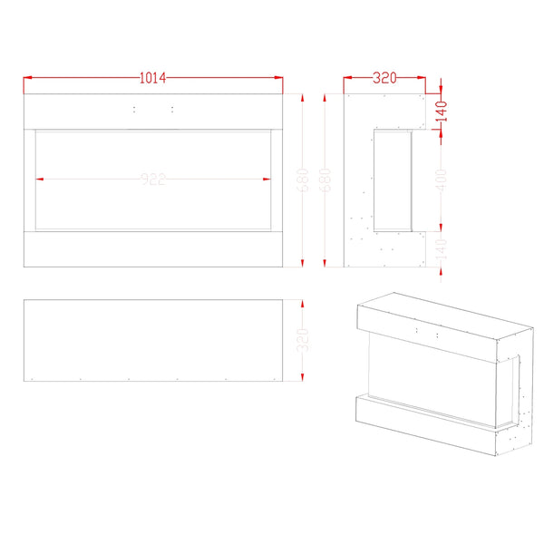 Feroza 101 cm - Cheminée Murale Électrique