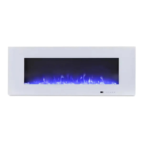Azurite 127 cm - Cheminée électrique murale blanche
